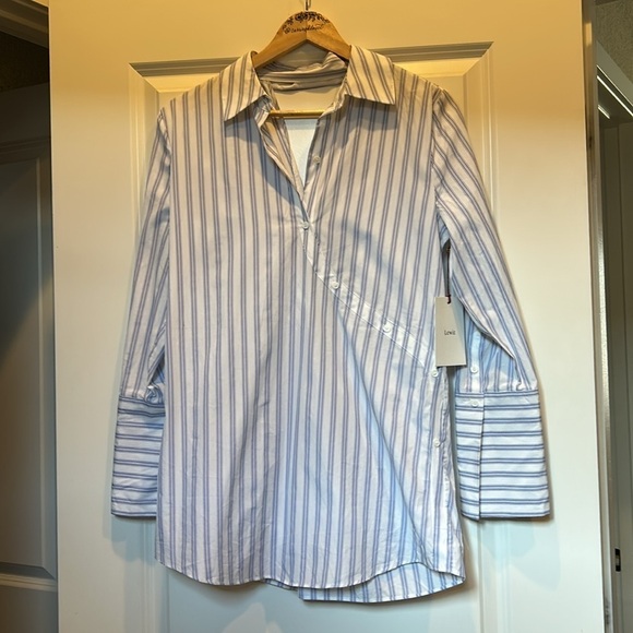 Lewit Tops - Lewit Blouse Cotton Blue Stripe NWT size S
